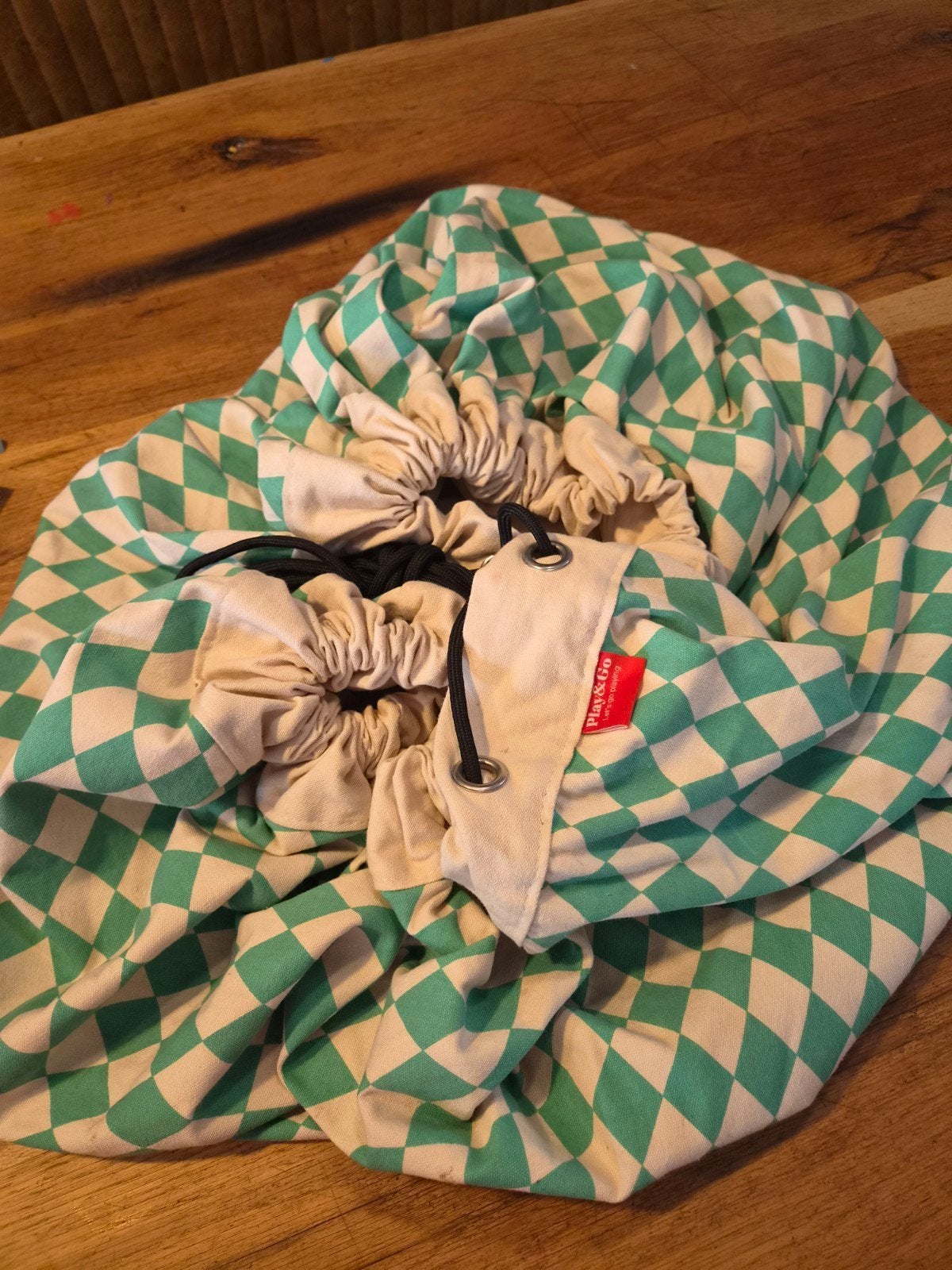 Play&Go speelmat/opbergzak - Groen/wit ruit, Ophalen of Verzenden, Gebruikt, Jongen of Meisje