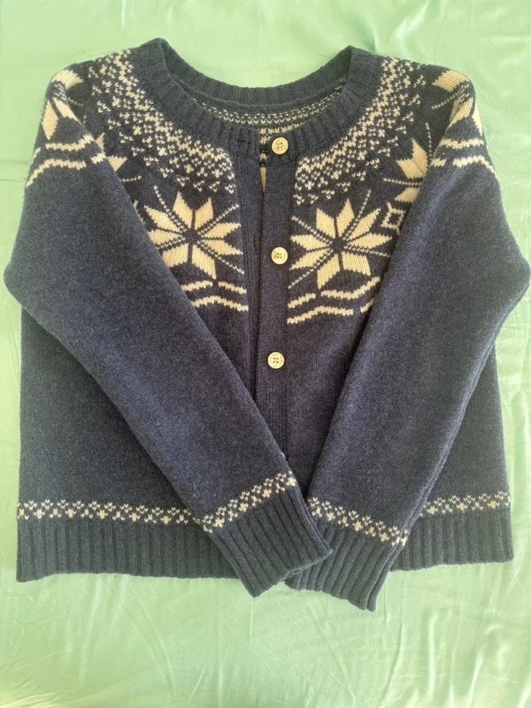 100% Merino wool cardigan Fair Isle pattern, Ophalen of Verzenden, Zo goed als nieuw, Maat 36 (S)