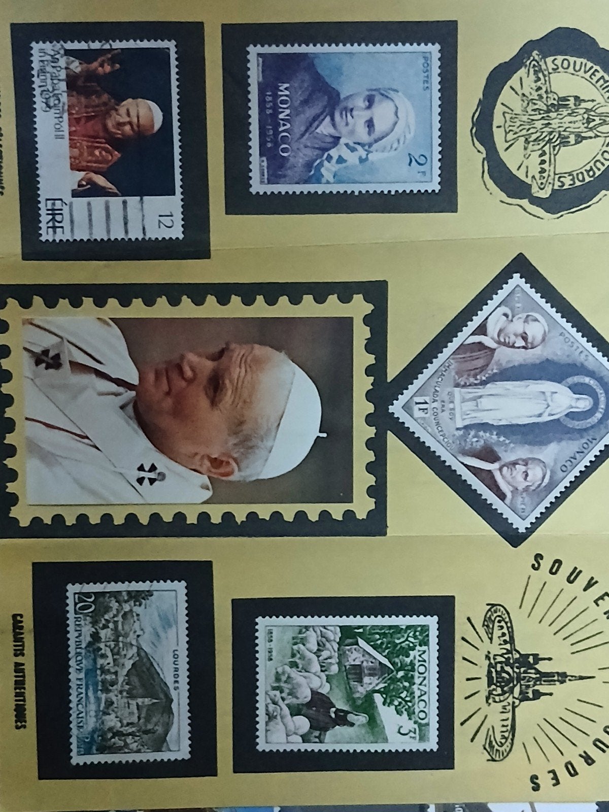 Diverse postzegels: Paus Johannes Paulus II, Monaco, Lourdes, Ophalen of Verzenden