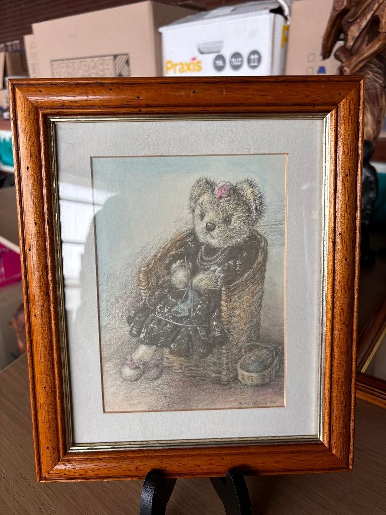 SET VAN 2 PHYLLIS NELSON TEDDYBEER SCHILDERIJEN  VINTAGE 80S, Ophalen
