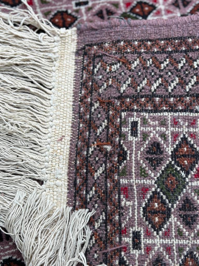 Vintage Vloerkleed 141x99 cm - Handgeweven Patroon, Gebruikt, 100 tot 150 cm, Bruin, Rechthoekig