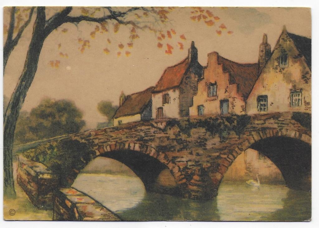 Huisjes aan het bruggertje  Ansichtkaart uit 1951 (B8071 ), Ophalen of Verzenden, 1940 tot 1960, Ongelopen