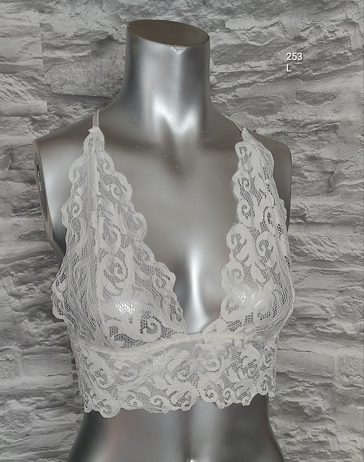 Sexy Witte kanten bralette - Maat L, Ophalen of Verzenden, Wit, BH