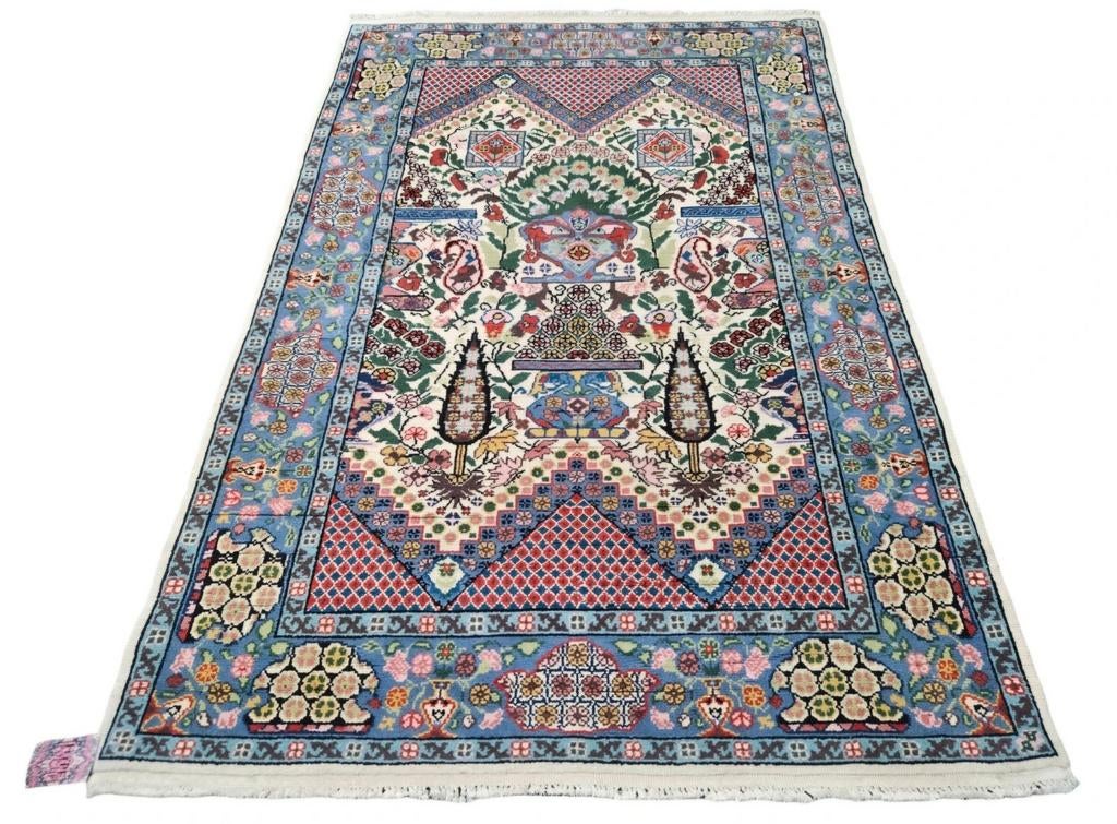 Handgeknoopt oosters wol floral tapijt vase Tunis 118x175cm, Huis en Inrichting, Crème, 100 tot 150 cm, Onbekend, Ophalen of Verzenden