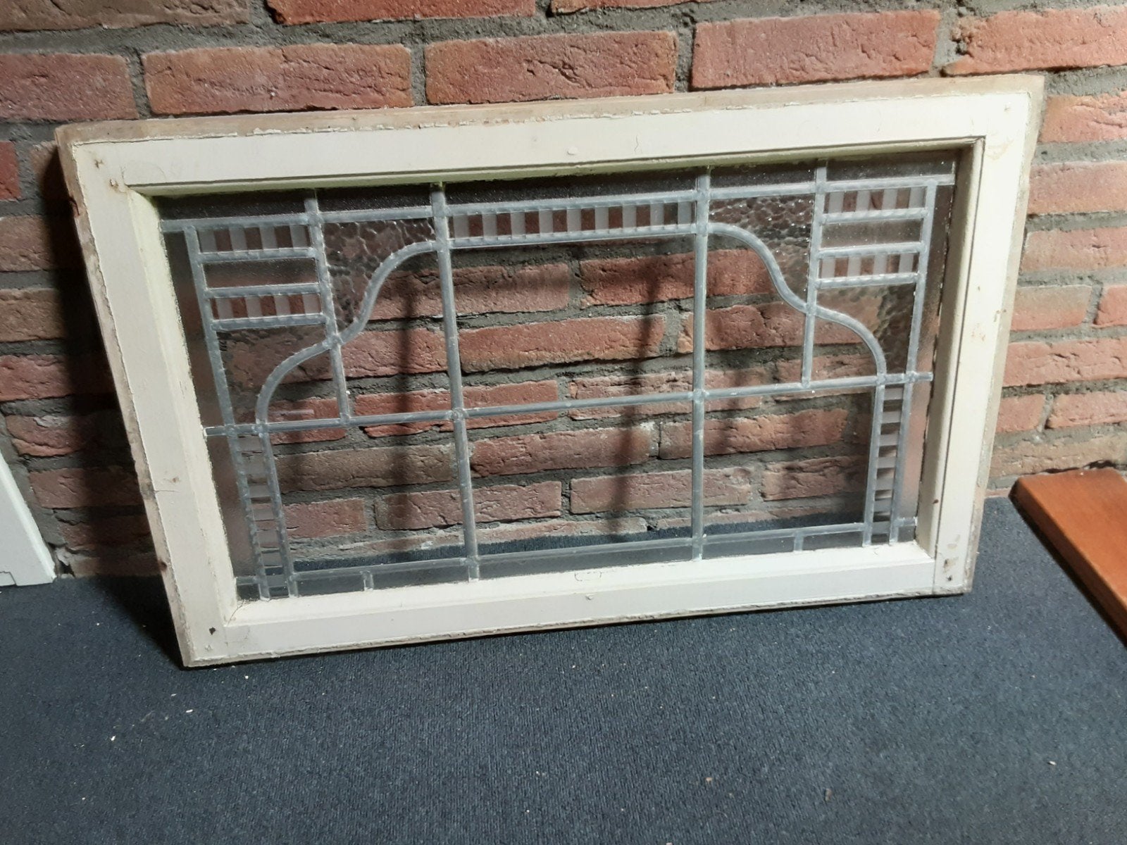 Decoratief raam met glas in lood-look, Ophalen, Gevelraam of Ruit, Gebruikt, 80 tot 120 cm