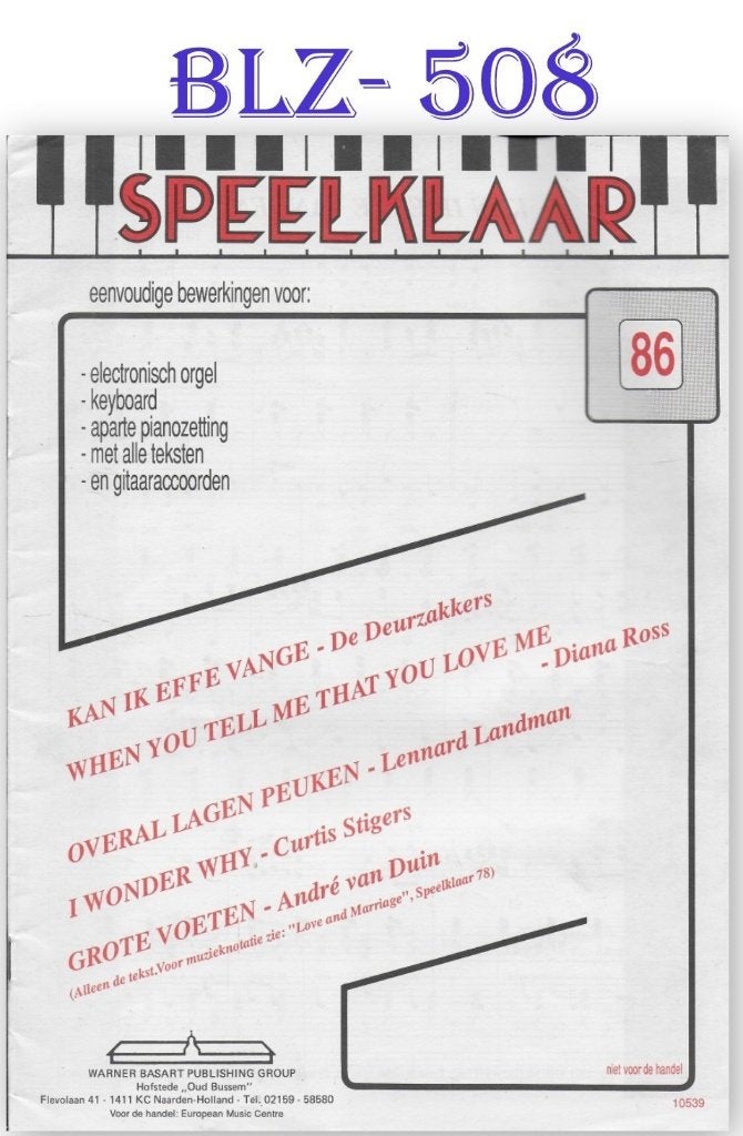 BLZ508 Bladmuziek Speelklaar nummer 86 Porto: 4.40, Ophalen of Verzenden, Artiest of Componist, Populair, Orgel