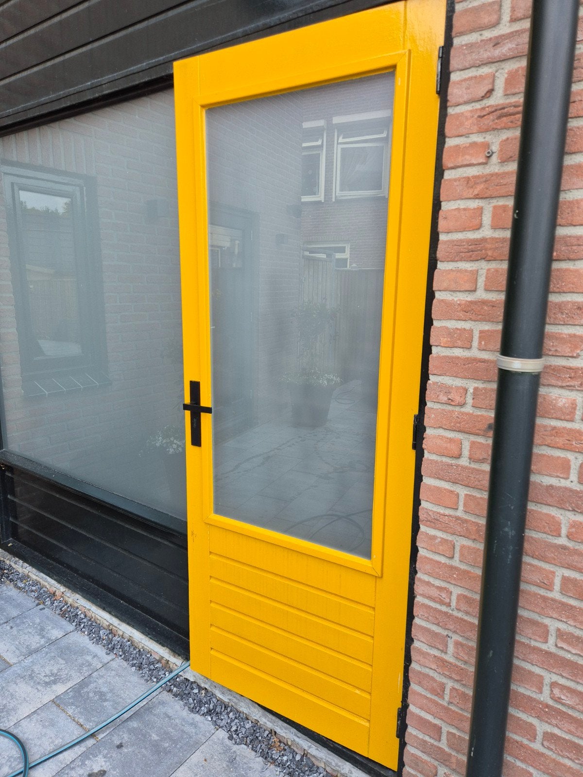 Hardhouten deur met nieuw deurbeslag, Doe-het-zelf en Verbouw, Ophalen of Verzenden, Binnendeur, 200 tot 215 cm