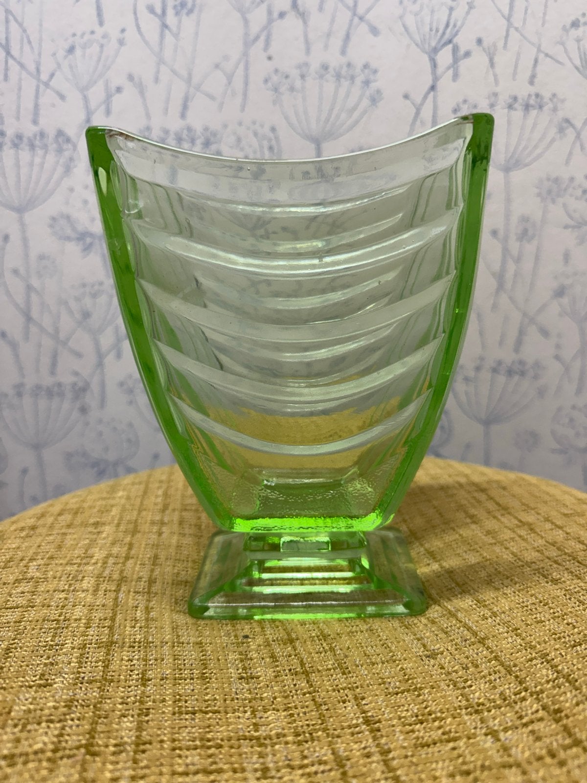 Vintage Uranium Glas Vaas - Art Deco Stijl, Ophalen of Verzenden