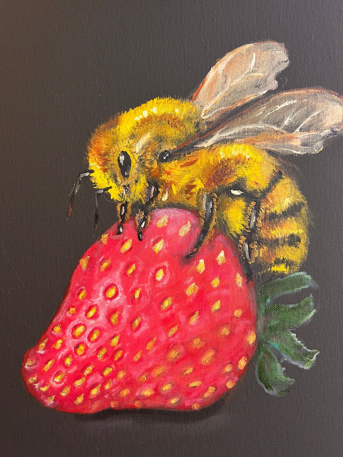 AardBij schilderij, Overig onderwerp, Ophalen of Verzenden, Ingelijst, Olieverf