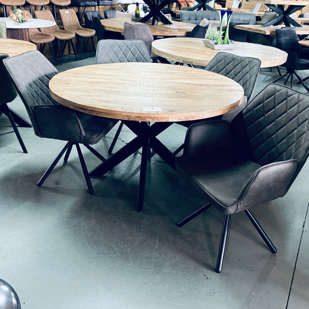 tafel en 4 eetkamerstoelen draaibaar COMPLETE SET NIEUW, Ophalen, Nieuw, Stof, Vier