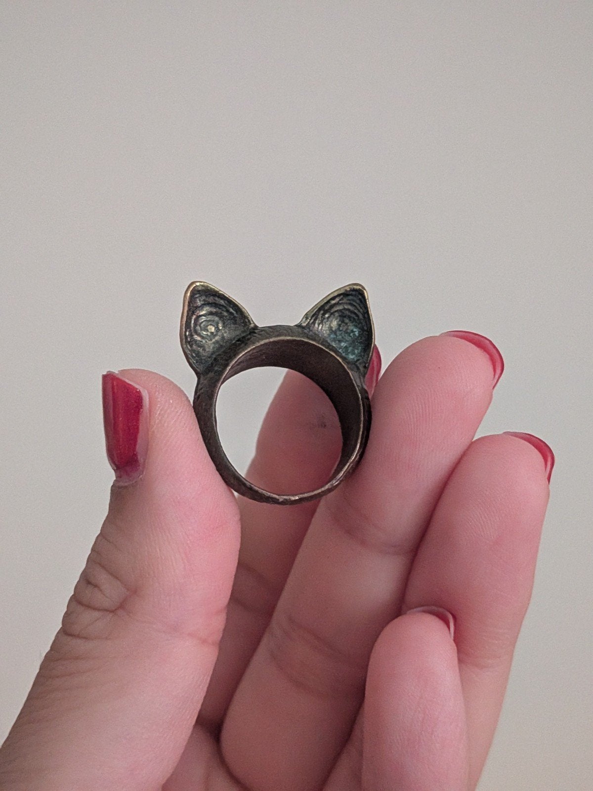 Unieke Kattenoortjes Ring - Bronskleurig, Overige materialen, Gebruikt, Bruin, Ophalen of Verzenden