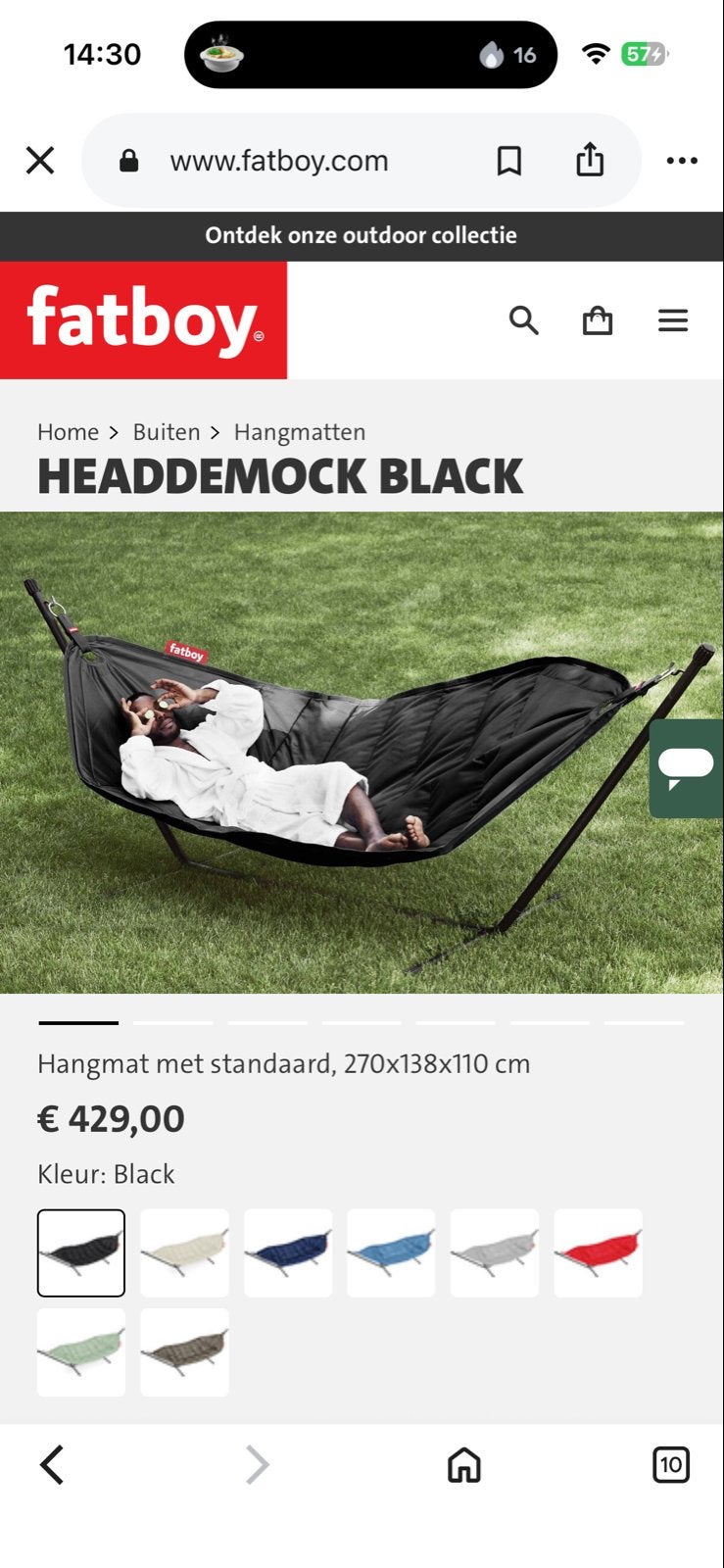 Fatboy Headdemock Hangmat met Standaard Zwart, Ophalen, Binnen, Gebruikt, Meerpersoons