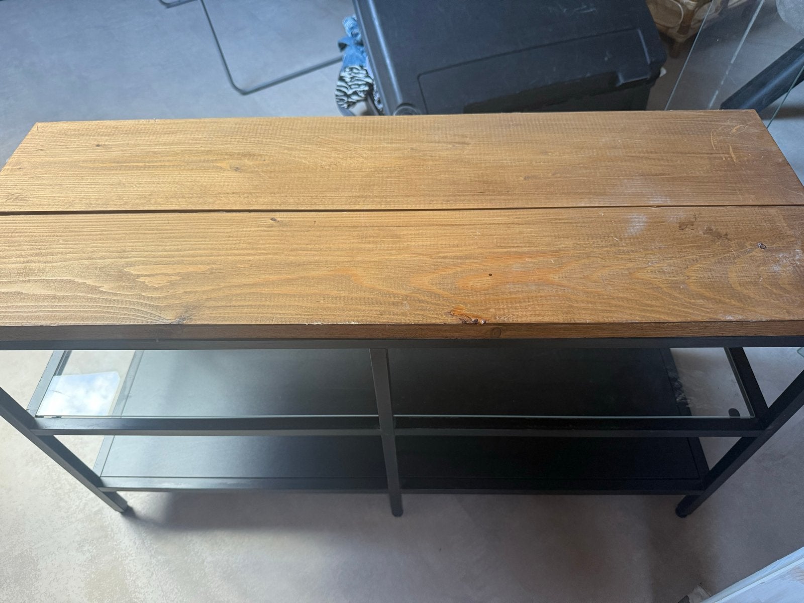 IKEA VITTSJÖ TV-meubel met houten planken, Ophalen, Gebruikt, 50 tot 100 cm, Minder dan 100 cm