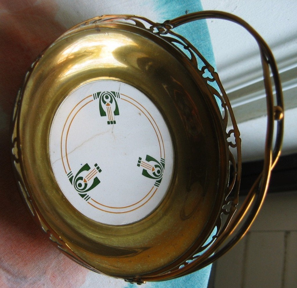 Antiek koperen bonbonschaaltje met jugendstil decoratie, Ophalen of Verzenden, Koper