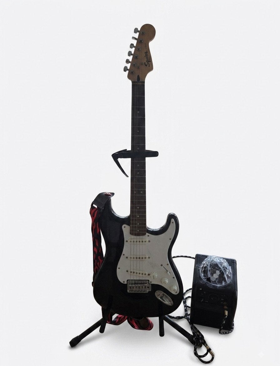 Stratocaster elektrische gitaar set met standaard, tas & ass, Muziek en Instrumenten, Snaarinstrumenten | Gitaren | Elektrisch