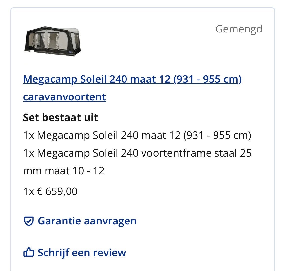 Voortent maat 12 met reda luifel, Ophalen, Gebruikt