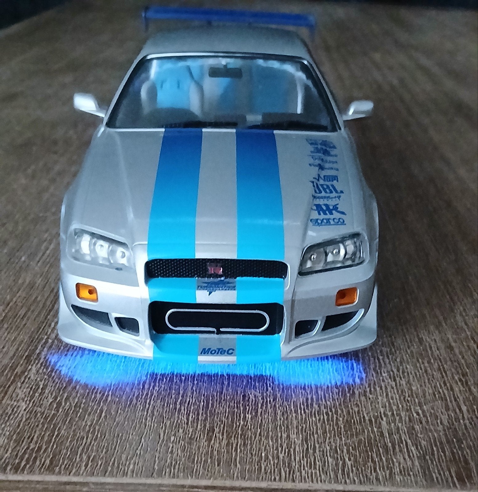2 Fast 2 Furious Nissan Skyline met Working led licht, Hobby en Vrije tijd, Modelauto's | 1:18, Ophalen of Verzenden, Nieuw, Auto
