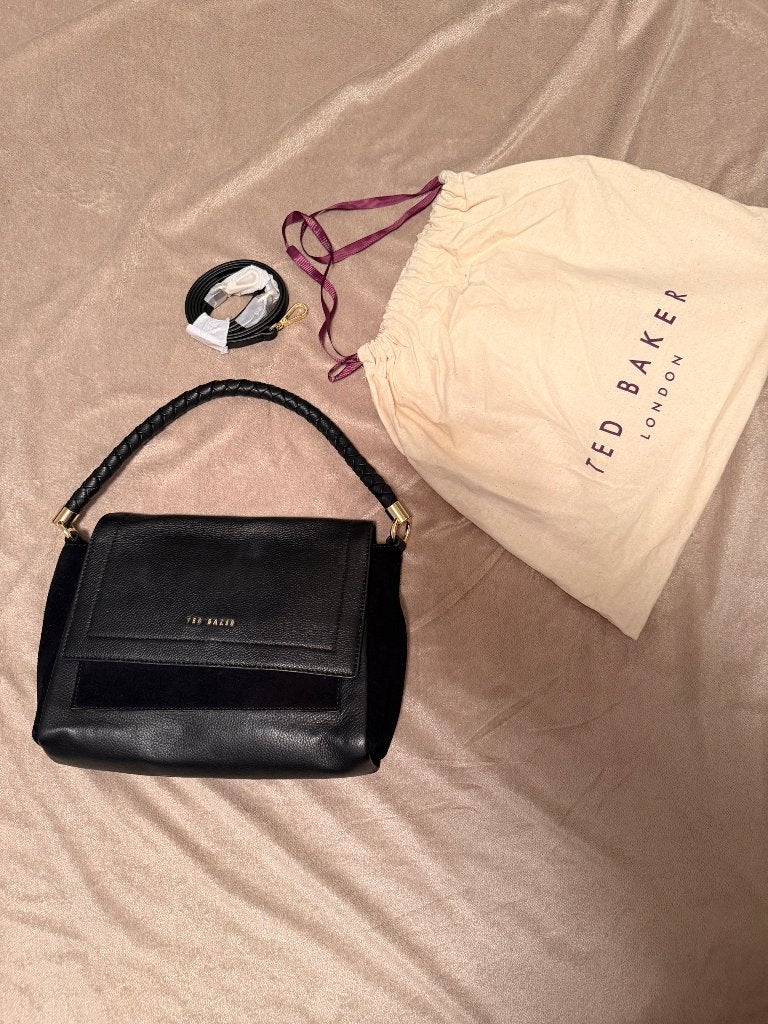Ted Baker leren handtas zwart – echt leer – schoudertas, Ophalen of Verzenden, Zo goed als nieuw, Zwart, Handtas