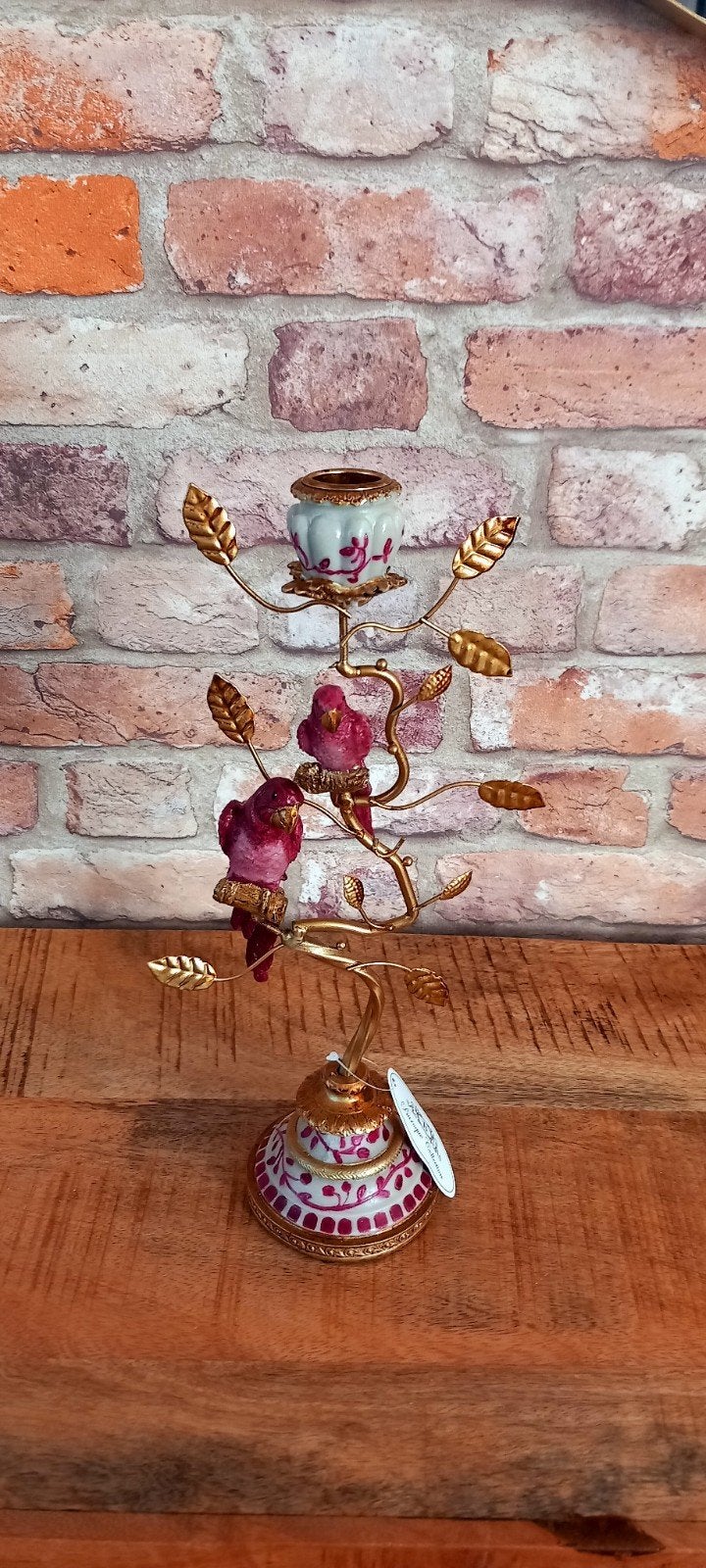 Baroque Collection:32cm Papegaai Kandelaar Beeld♥️NIEUW♥️, Verzamelen, Beelden en Beeldjes, Ophalen of Verzenden, Nieuw, Dier