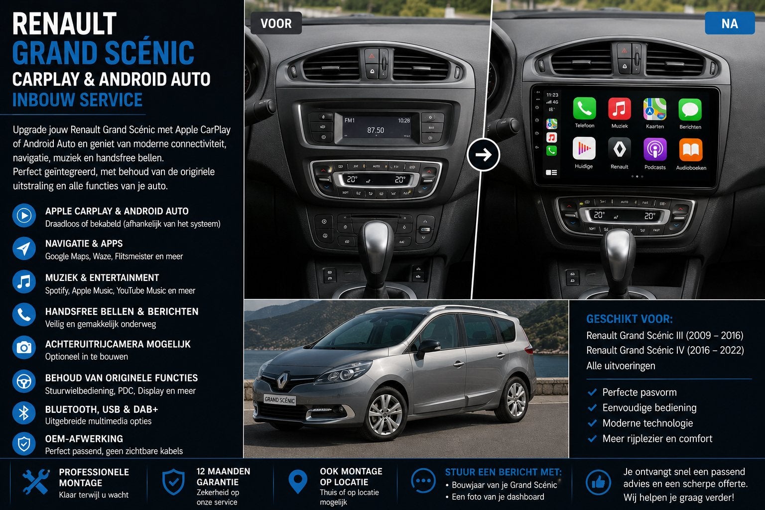 Renault Grand Scénic CarPlay & Android Auto Inbouw, Ophalen, Nieuw