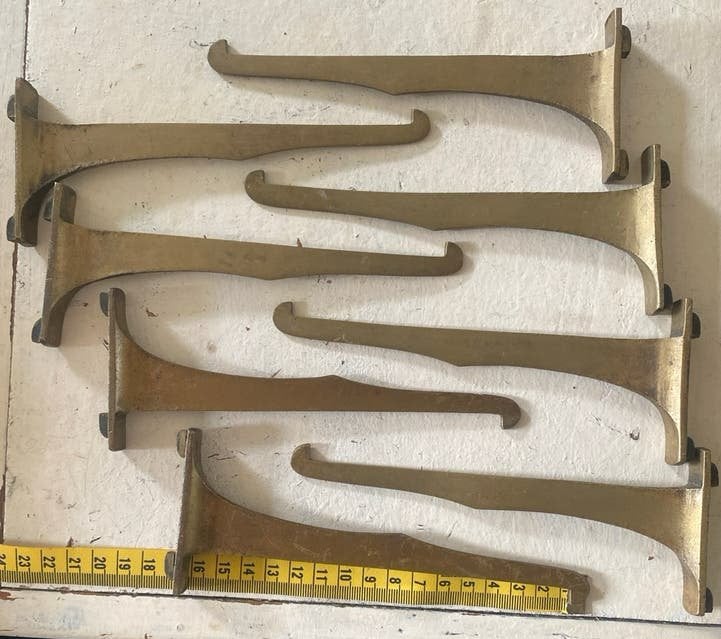 Set van 8 Vintage Messing Plankdragers, Vintage, Gebruikt, Ophalen of Verzenden, Goud