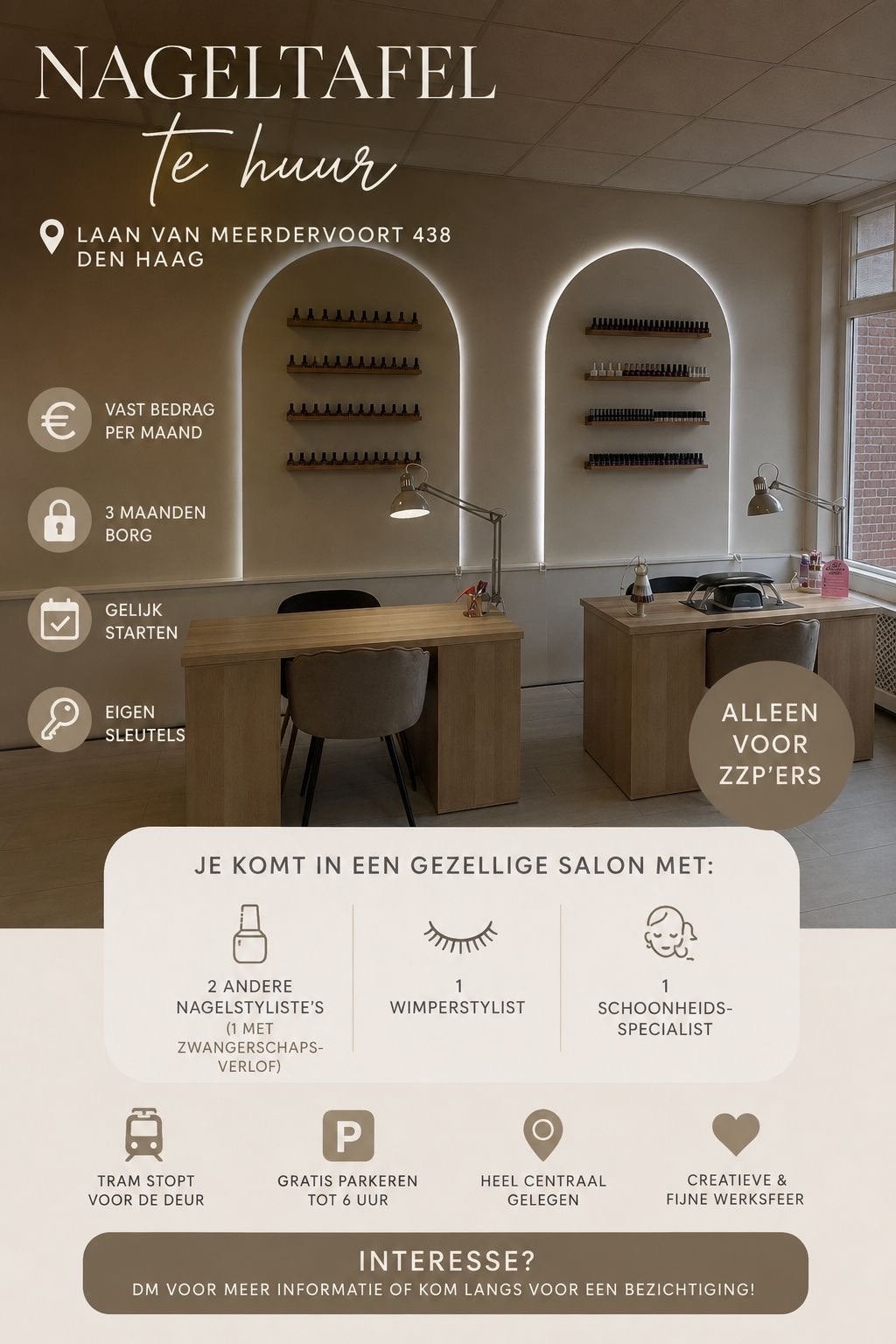 Nagel tafel te huur in professionele salon