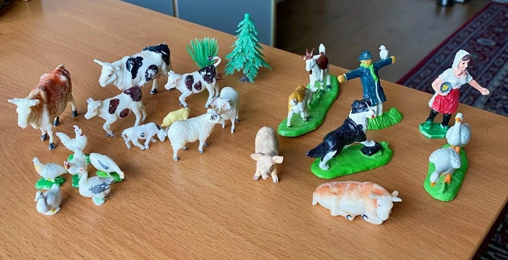 Vintage jaren zestig boerderij figuurtjes (Wajang), Ophalen of Verzenden, Gebruikt