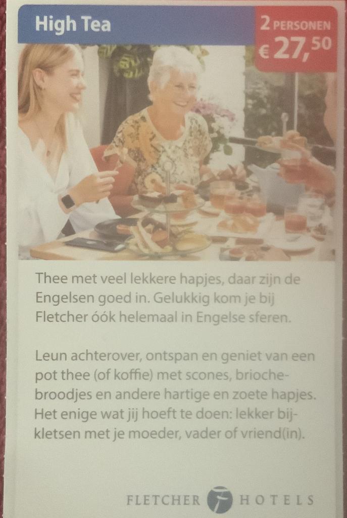 High Tea bij Fletcher Hotels Voordeelbon, Tickets en Kaartjes, Kortingen en Cadeaubonnen, Twee personen, Kortingsbon, Overige typen