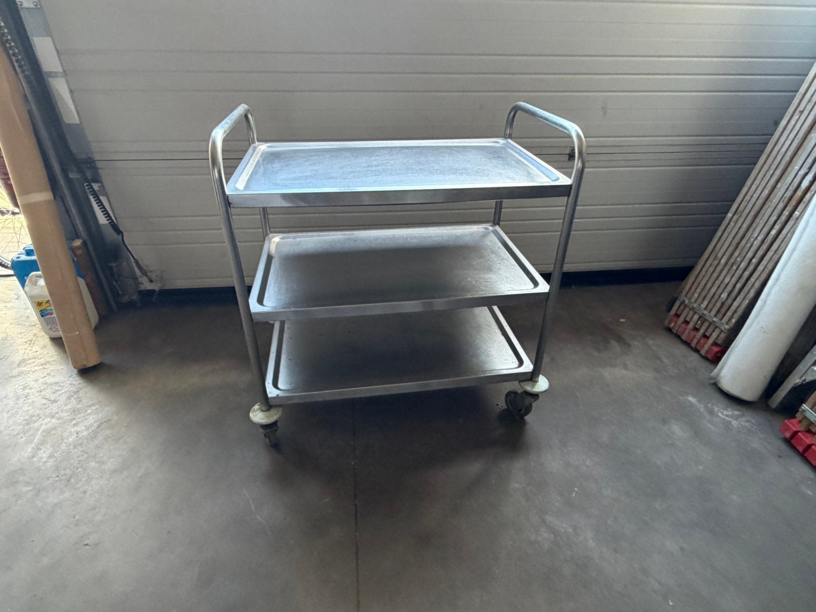 RVS Serveerwagen / Horeca Rolwagen 3 etages 85 x 52 x 94 cm, Huis en Inrichting, Ophalen, Gebruikt, ., Rvs