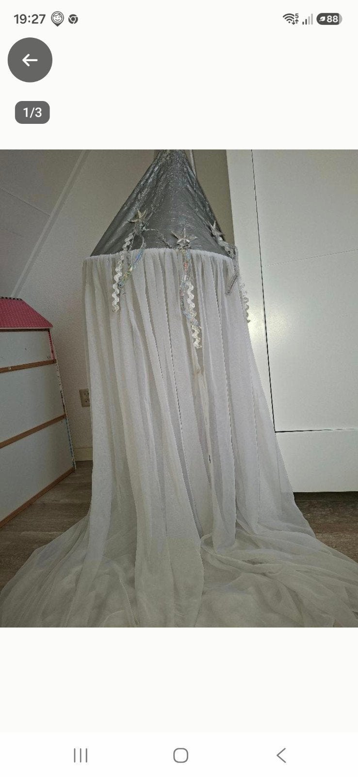 Witte klamboe met sterren voor baby- of kinderkamer, Gebruikt, Overige merken, Ophalen of Verzenden, Wit