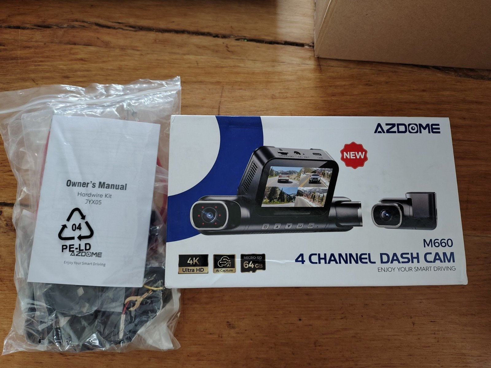 Azdome M660 Dashcam 4 channel 4k 5GHz Wifi + Hardware kit, Azdome, Azdome, Nieuw, Ophalen of Verzenden