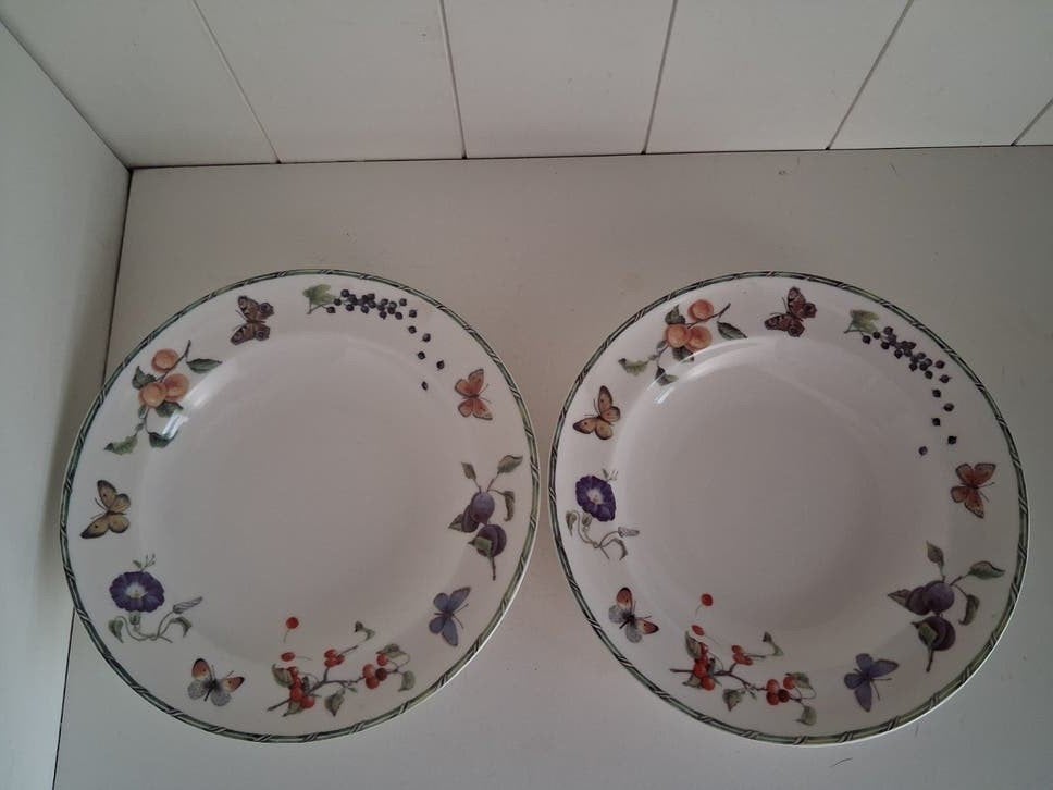 JBS Fruit & Flowers pasta/soepborden - Set van 2, Overige merken, Keramiek, Ophalen of Verzenden, Zo goed als nieuw