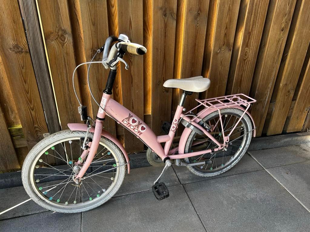 Tweedehands roze kinderfiets 20 inch, Ophalen, Gebruikt, Velgrem, Handrem