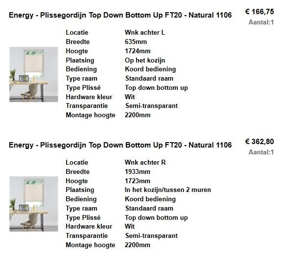 Raambekleding Plissé, Huis en Inrichting, Ophalen, Overige merken, Inclusief montageonderdelen, Zo goed als nieuw