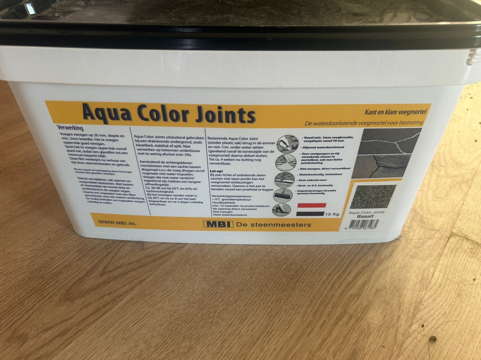 MBI Aqua Color Joints Voegmortel 15kg – Basalt (Ongeopend), Ophalen of Verzenden, Zo goed als nieuw, Beton, Terrastegels