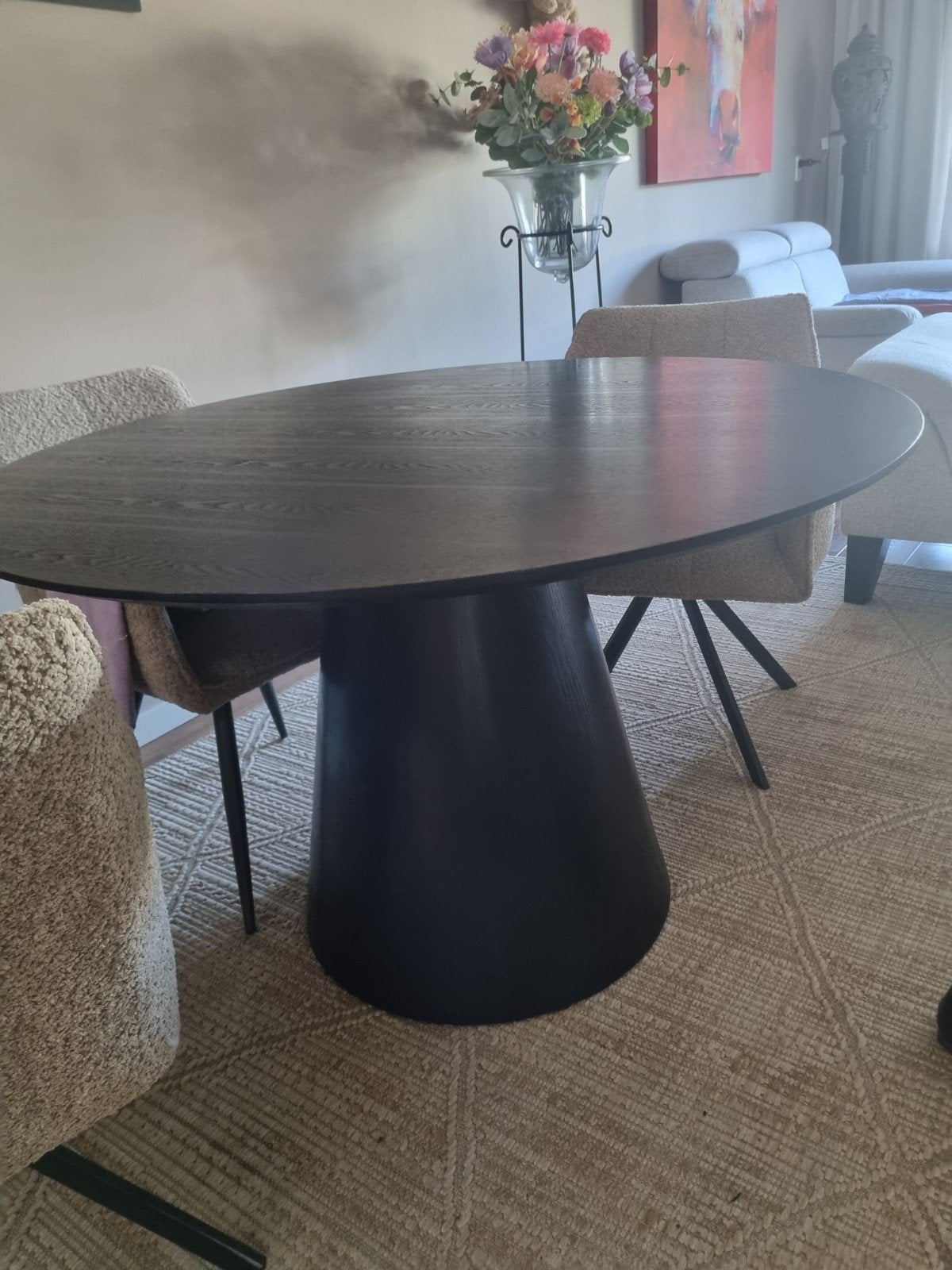 Ronde eettafel 140 cm zwart mangohout, Huis en Inrichting, Tafels | Eettafels, Rond, Ophalen of Verzenden, Zo goed als nieuw, Vier personen