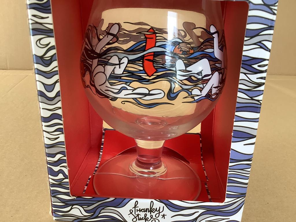 Duvel bierglas Franky Sticks limited edition nieuw in doos, Ophalen of Verzenden, Nieuw, Bierglas
