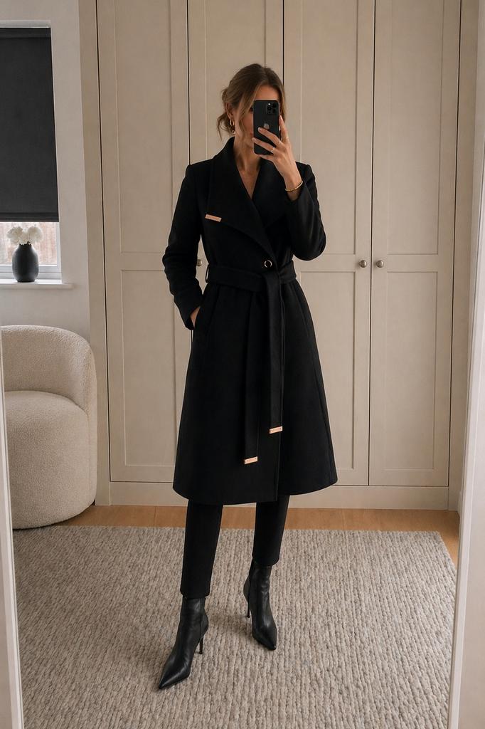 Mantel | Ted Baker | 3 | heel goed, Kleding | Dames, Ophalen of Verzenden, Zo goed als nieuw, Maat 38/40 (M), Zwart