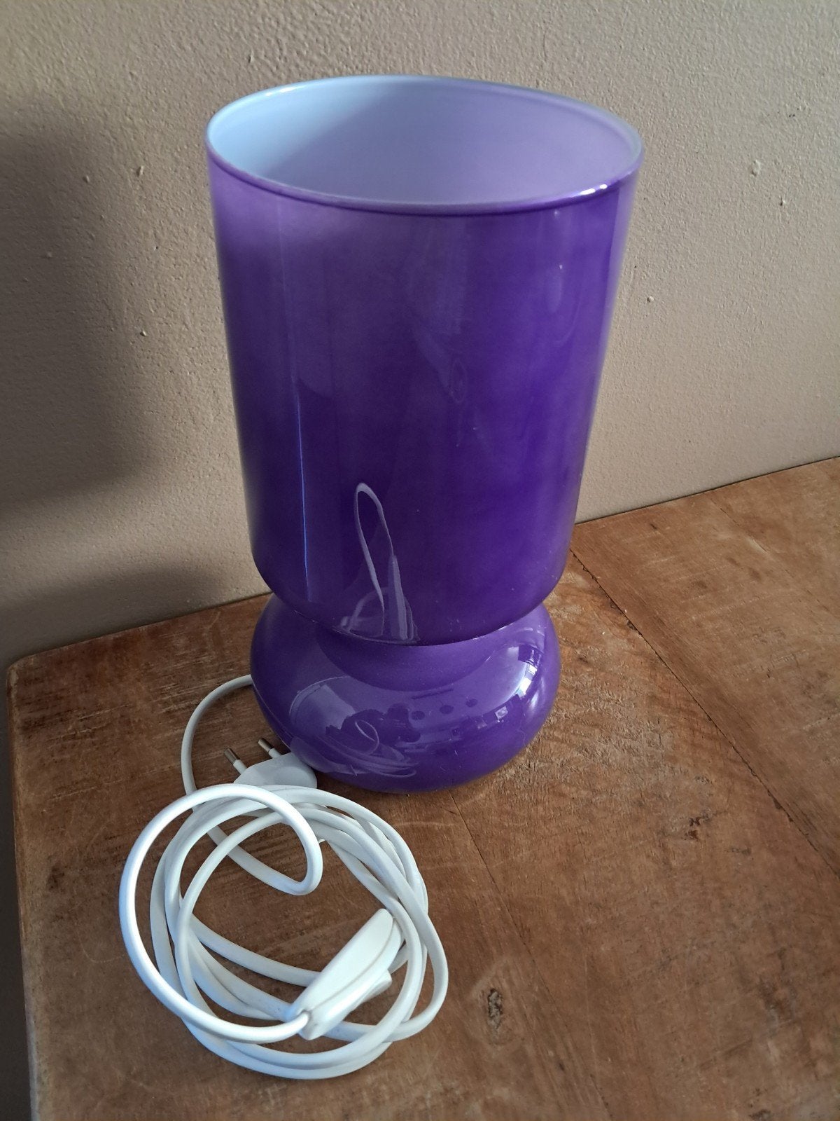 Vintage tafellamp Lykta IKEA paars glas, Gebruikt, 25 cm, E14 (klein), Ophalen of Verzenden