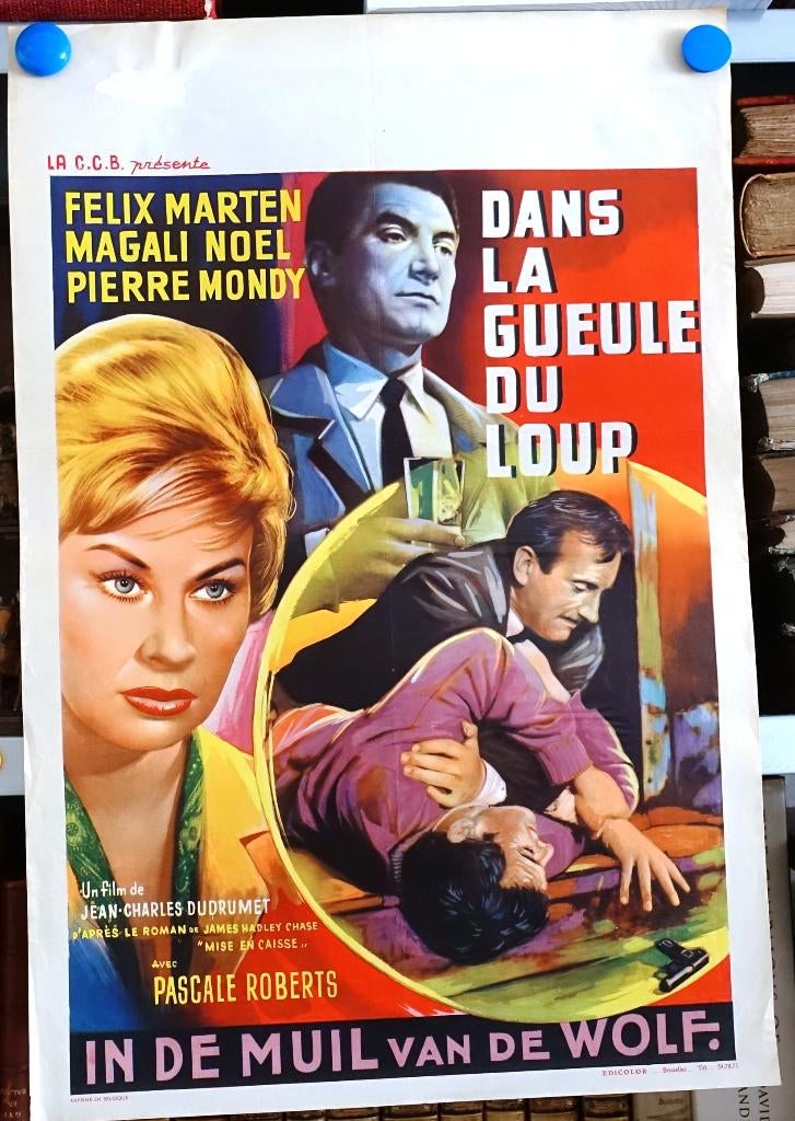Filmposter Dans la gueule du loup / In de muil van de wolf, Ophalen of Verzenden, Gebruikt, A1 t/m A3, Film en Tv