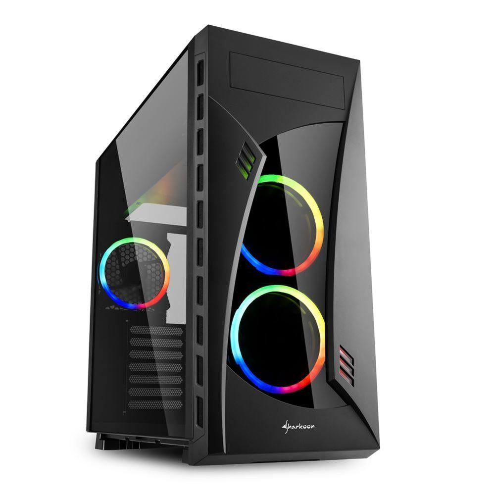 Sharkoon Night Shark RGB Behuizing - ATX Midi + 5 RGB Fans!, Computers en Software, Computerbehuizingen, Ophalen, Gebruikt