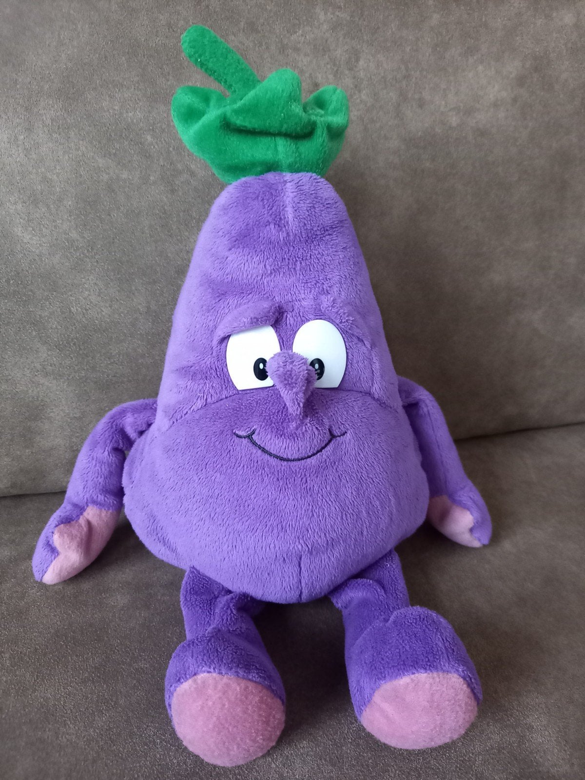 Grote aubergine knuffel / Aukje aubergine, Ophalen of Verzenden, Gebruikt, Overige typen