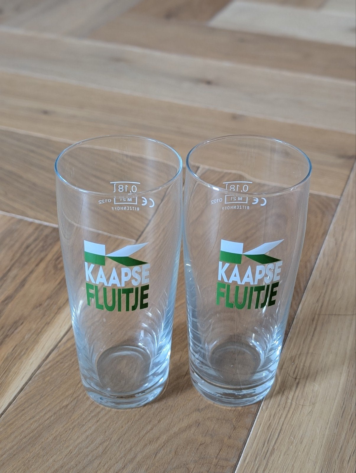 2 Kaapse Fluitje bierglazen - 0.18L, Ophalen, Glas of Glazen, Overige merken, Overige stijlen