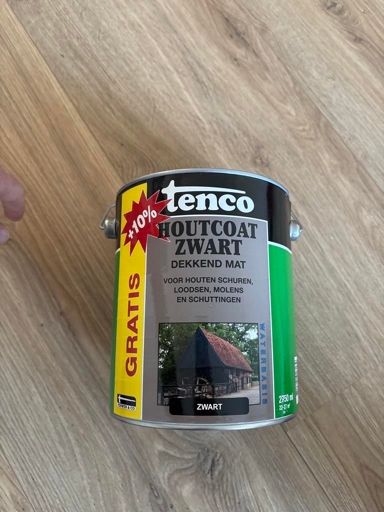Tenco Houtcoat Zwart Dekkend Mat - Waterbasis, Zwart, Nieuw, Ophalen of Verzenden, Verf