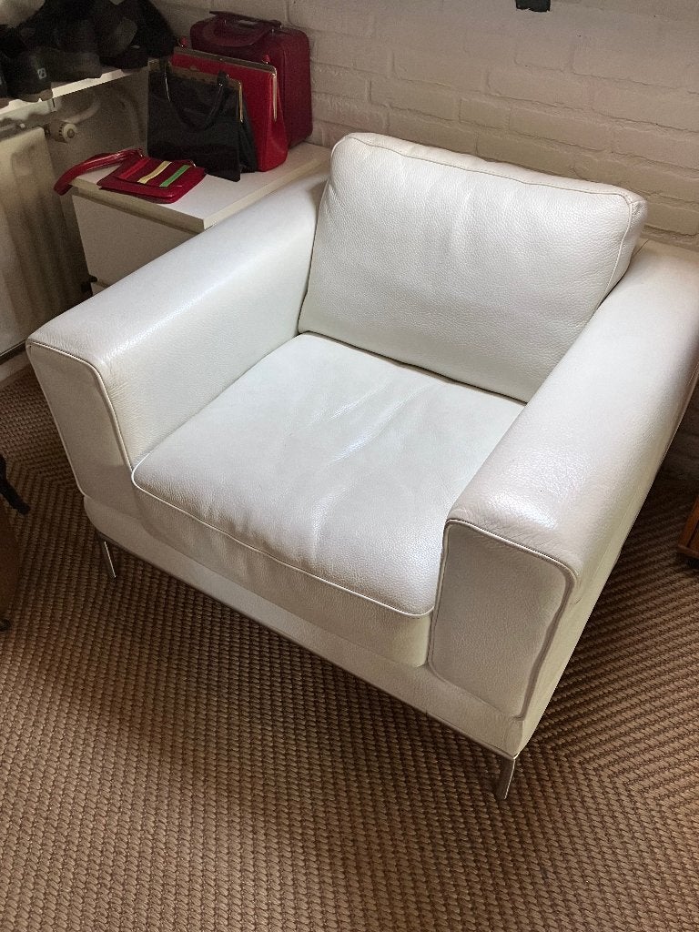 classic witleren IKEA fauteuil, Huis en Inrichting, Ophalen, Modern klassiek, 75 tot 100 cm, Zo goed als nieuw