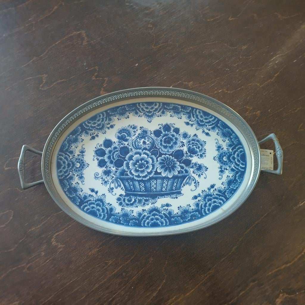 Delfts blauw tinnen dienblad, Antiek en Kunst, Ophalen