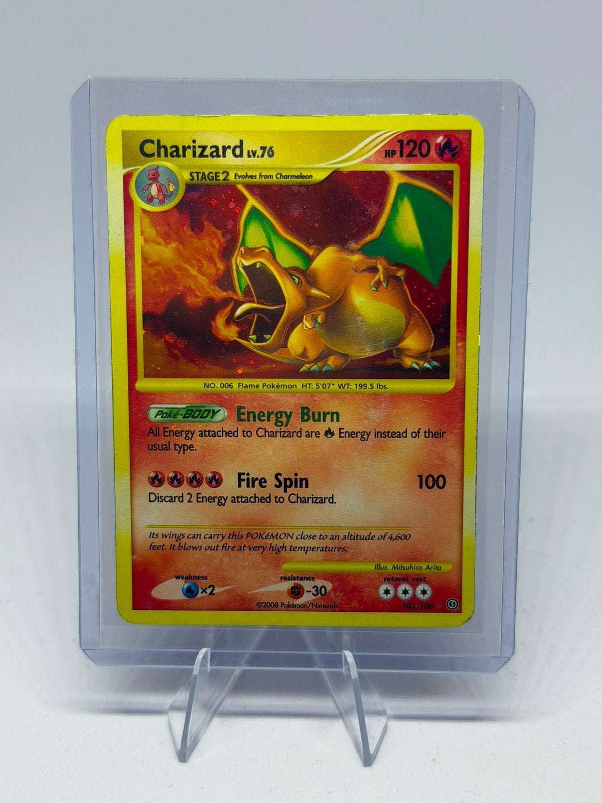 Te koop Charizard 103/100 Lv.76 120 HP 2008 Holo uitvoering., Hobby en Vrije tijd, Verzamelkaartspellen | Pokémon, Ophalen of Verzenden