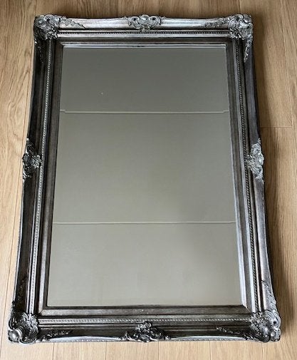 Zilveren barok spiegel, 110 cm, Ophalen, Zo goed als nieuw, Rechthoekig, Minder dan 100 cm