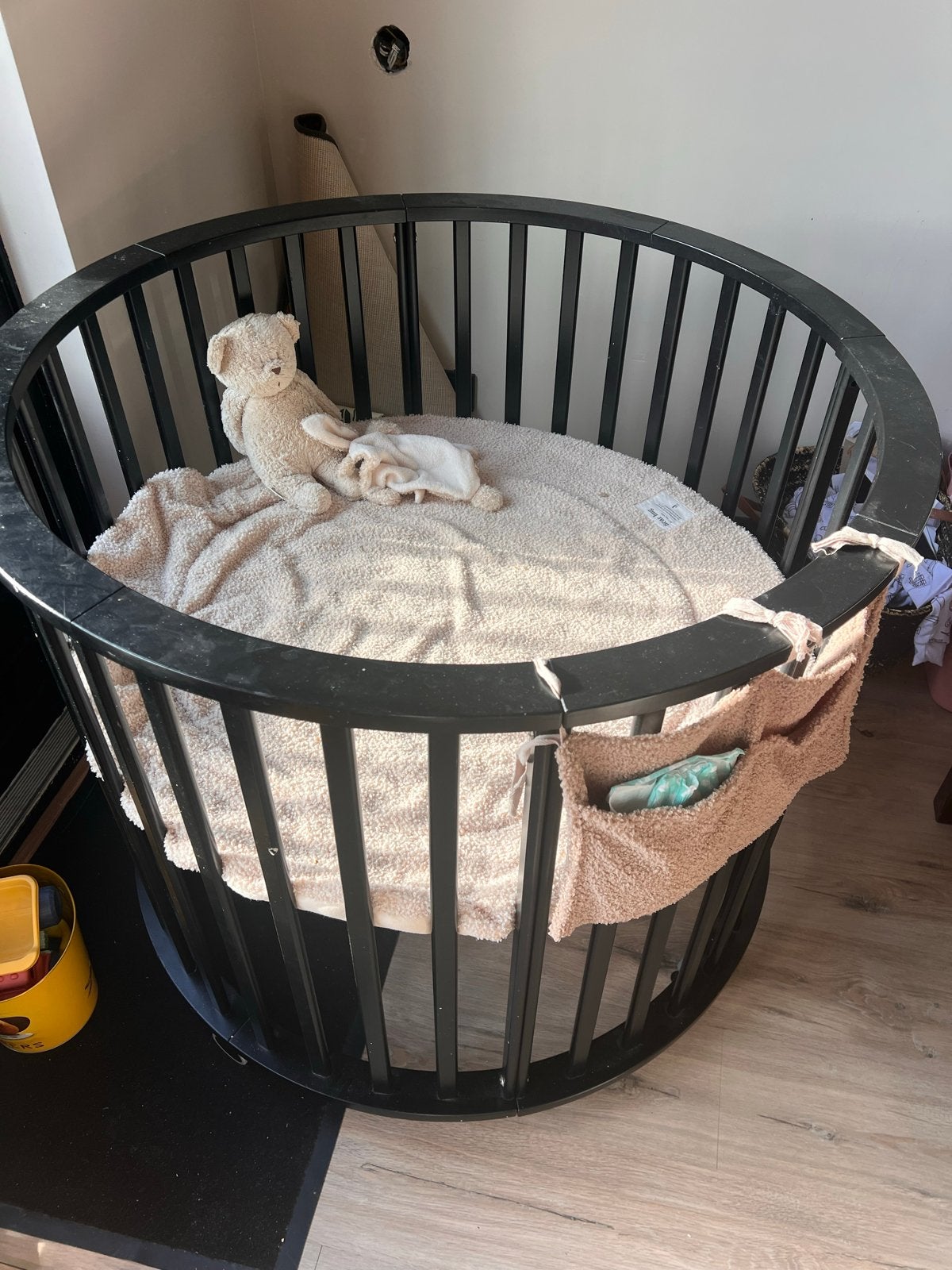 Ronde babybox - Zwart, Ophalen, Gebruikt, Rond, Boxkleed