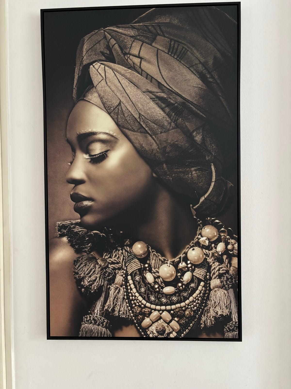 Prachtig ingelijst portret van Afrikaanse vrouw, Ophalen, Ingelijst, Print, Overige materialen